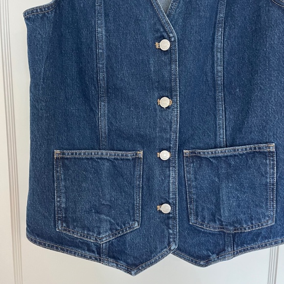 Madewell Denim Snap-front Long Vest | Size Medium - Picture 6 of 8